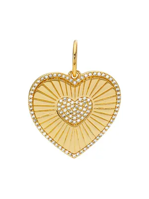 14K Yellow Gold & 0.27 TCW Diamond Heart Pendant Necklace