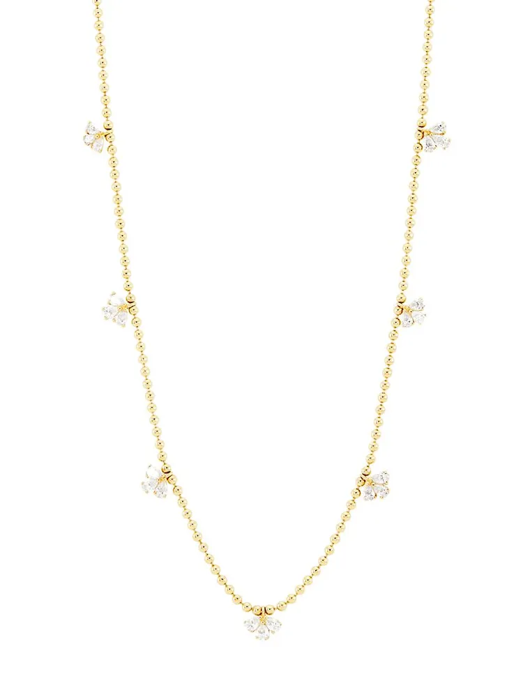 14K Yellow Gold & 0.5 TCW Diamond Ball-Chain Station Necklace