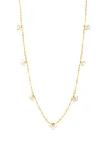 14K Yellow Gold & 0.5 TCW Diamond Ball-Chain Station Necklace