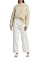 Calto Pointelle-Knit Stripe Sweater