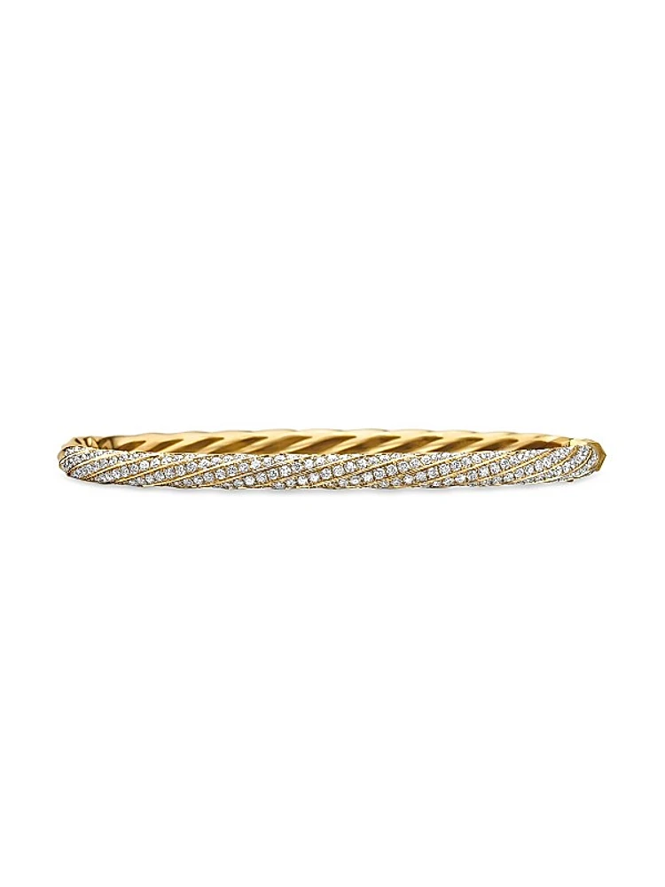 Cable Edge Bracelet In 18K Yellow Gold With Full Pavé Diamonds
