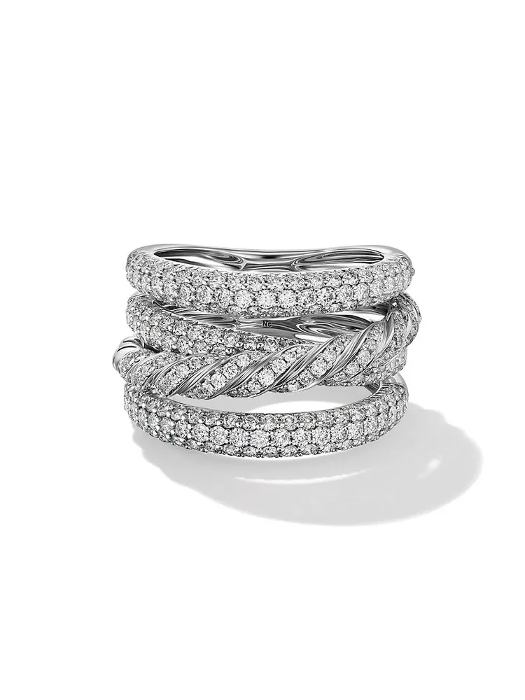 Pavéflex 4-Row Ring 18K White Gold With Diamonds