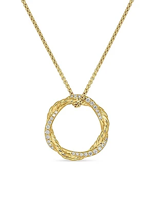 Petite Infinity Pendant Necklace in 18K Yellow Gold with Diamonds, 18mm