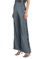 Alli Sequin-Trim Wide-Leg Pants