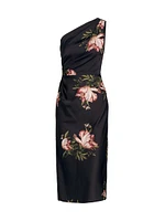 Carmen Floral One-Shoulder Midi-Dress