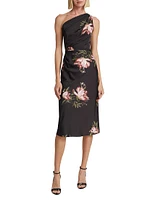 Carmen Floral One-Shoulder Midi-Dress