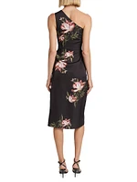 Carmen Floral One-Shoulder Midi-Dress