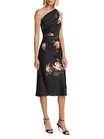 Carmen Floral One-Shoulder Midi-Dress