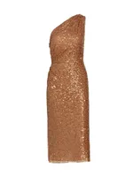 Carmen Sequin One-Shoulder Midi-Dress