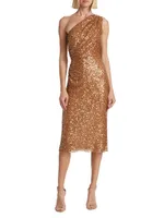 Carmen Sequin One-Shoulder Midi-Dress