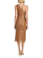 Carmen Sequin One-Shoulder Midi-Dress