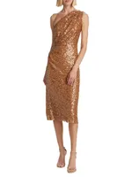 Carmen Sequin One-Shoulder Midi-Dress