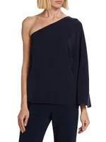 Morgan Crepe One-Shoulder Blouse