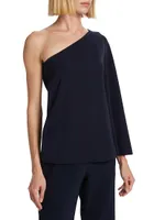 Morgan Crepe One-Shoulder Blouse