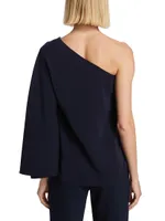 Morgan Crepe One-Shoulder Blouse