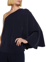 Morgan Crepe One-Shoulder Blouse