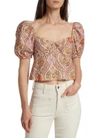 Melanie Floral Puff-Sleeve Top