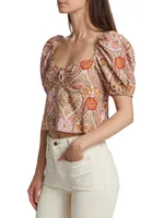 Melanie Floral Puff-Sleeve Top