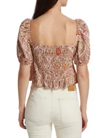 Melanie Floral Puff-Sleeve Top