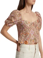 Melanie Floral Puff-Sleeve Top