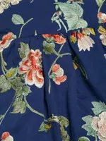 Julian Puff-Strap Embroidered Minidress