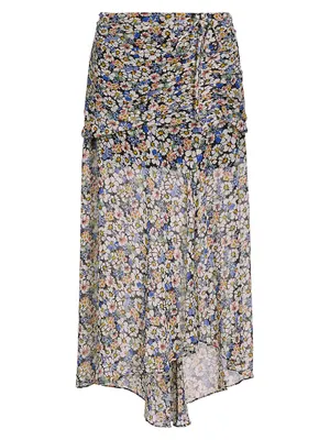 Lucien Silk Floral Midi-Skirt