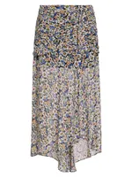 Lucien Silk Floral Midi-Skirt
