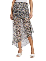 Lucien Silk Floral Midi-Skirt