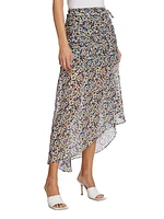 Lucien Silk Floral Midi-Skirt