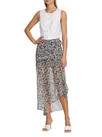 Lucien Silk Floral Midi-Skirt