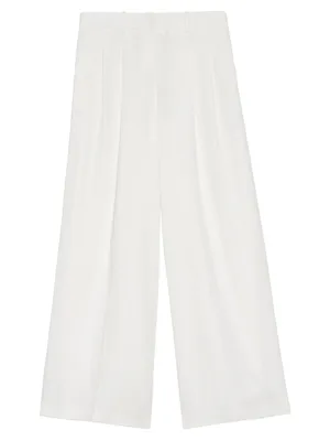 Pleated Low-Rise Wide-Leg Pants