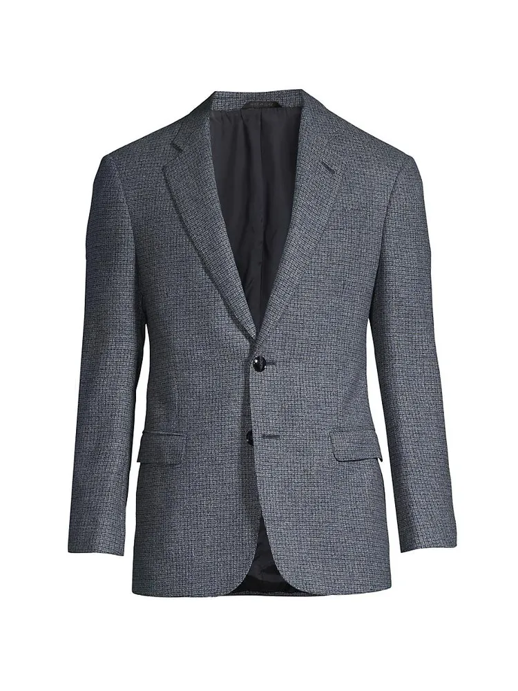 Textured Plaid Wool-Cashmere Sport Coat