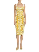 Maiolica Print Midi Sheath Dress