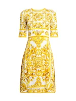 Maiolica Print A-Line Midi-Dress