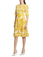 Maiolica Print A-Line Midi-Dress