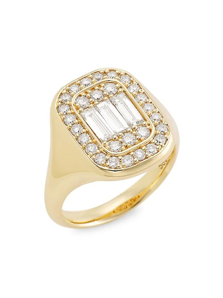 14K Yellow Gold & 0.89 TCW Natural Diamond Ring