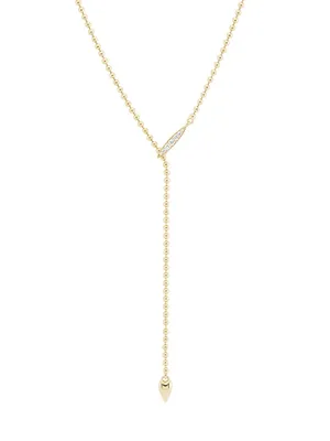 14K Yellow Gold & 0.23 TCW Natural Diamond Ball-Chain Lariat Necklace