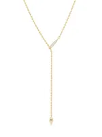 14K Yellow Gold & 0.23 TCW Natural Diamond Ball-Chain Lariat Necklace