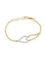 Two-Tone 14K Gold & 0.56 TCW Natural Diamond Heart Bracelet