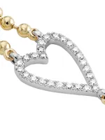 Two-Tone 14K Gold & 0.56 TCW Natural Diamond Heart Bracelet