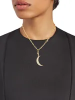 14K Yellow Gold & 1.38 TCW Natural Diamond Crescent Moon Pendant