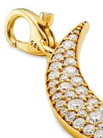 14K Yellow Gold & 1.38 TCW Natural Diamond Crescent Moon Pendant