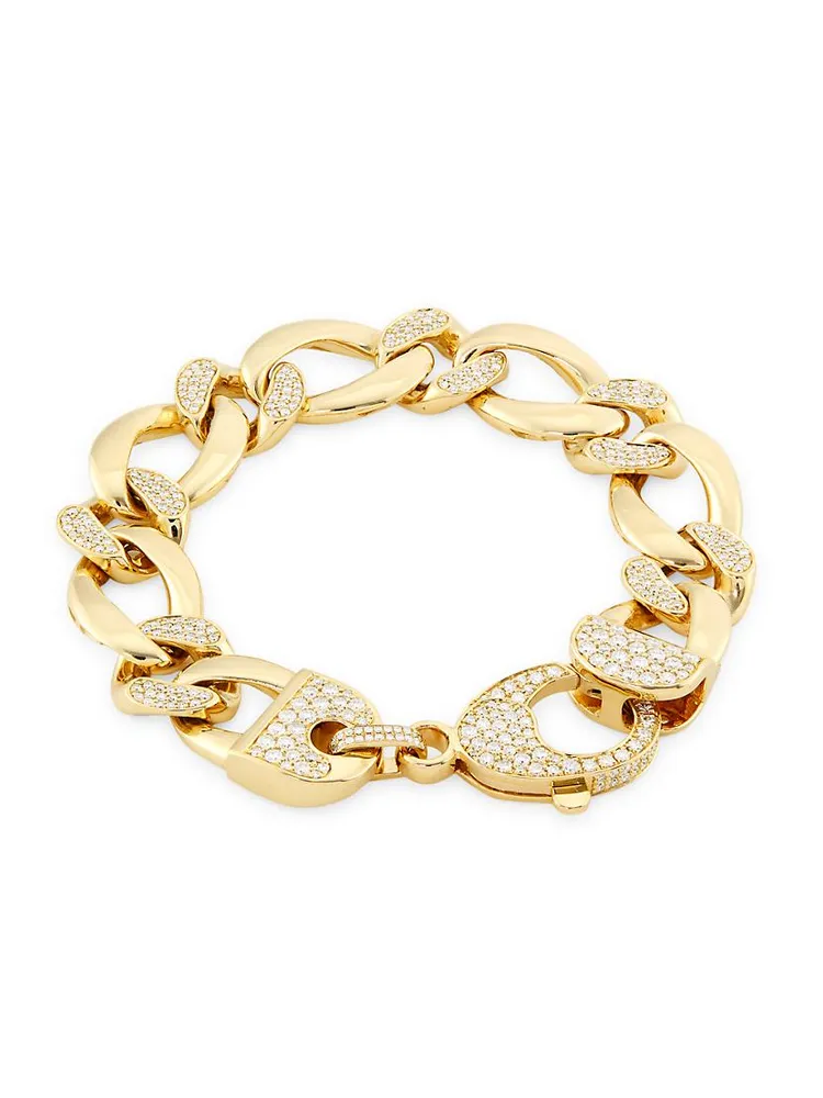 14K Yellow Gold & TCW Diamond Curb-Chain Bracelet