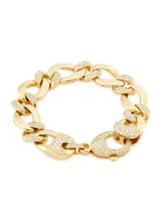 14K Yellow Gold & TCW Diamond Curb-Chain Bracelet