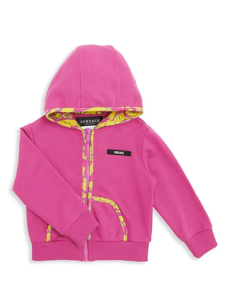 Baby Girl's Barocco-Trim Zip-Up Hoodie