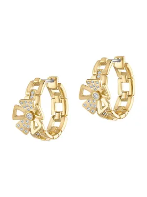 Marcella 18K Yellow Gold & 0.20 TCW Diamond Chain Huggie Hoop Earrings