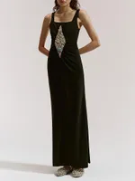 Slip Dress With Diamond Inlay