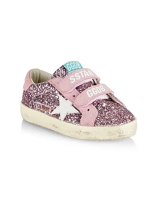 Baby Girl's, Little Girl's & Old School Glitter Leather Star Sneakers