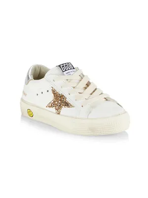 Baby Girl's Little & May Glitter Star Leather Sneakers