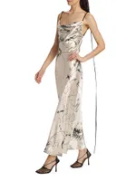 Cosmic Floral Satin Gown